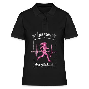 Runner Jogging Running Sport Heartbeat - Women's Polo Shirt - black - Front - Ailine (174cm)