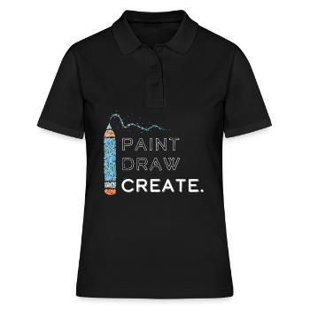 Dessin d’artiste Dessin Peinture - Polo Femme - noir - Devant - Ailine (174cm)