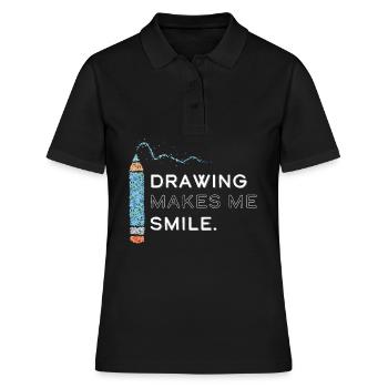 Dessin d’artiste d’art Dessin - Polo Femme - noir - Devant - Ailine (174cm)