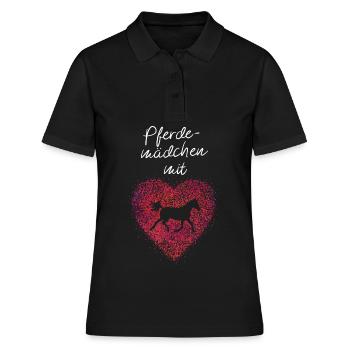 Pferde Pferdemädchen Pferdeliebhaber - Frauen Polo Shirt - Schwarz - Vorne - Ailine (174cm)