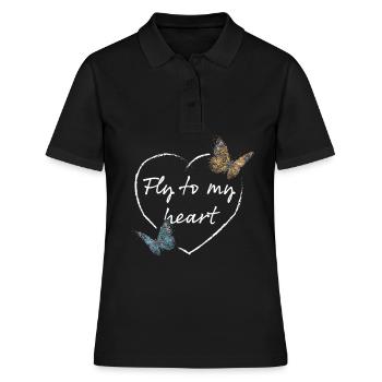 Schmetterlinge Gartenarbeit Floristik - Frauen Polo Shirt - Schwarz - Vorne - Ailine (174cm)