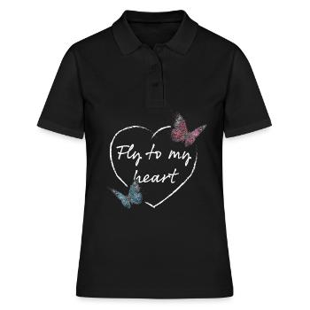 Schmetterlinge Blumenladen Gärtnerei - Frauen Polo Shirt - Schwarz - Vorne - Ailine (174cm)