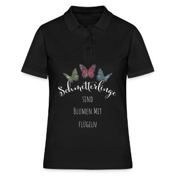 Schmetterlinge Blumen Floristin - Frauen Polo Shirt - Schwarz - Vorne - Ailine (174cm)