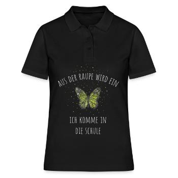 Einschulung Erste Klasse Erstklässlerin - Frauen Polo Shirt - Schwarz - Vorne - Ailine (174cm)