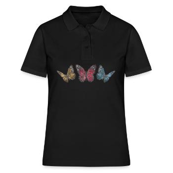 Schmetterlinge Garten Blumenladen Blumen - Frauen Polo Shirt - Schwarz - Vorne - Ailine (174cm)