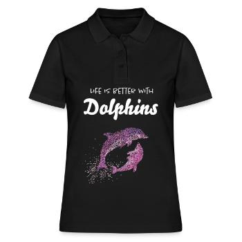 Life Is Better With Dolphins Delfine - Women's Polo Shirt - black - Front - Ailine (174cm)