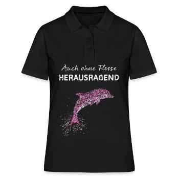 Delfin Delfine Tümmler Delfinliebhaber - Frauen Polo Shirt - Schwarz - Vorne - Ailine (174cm)