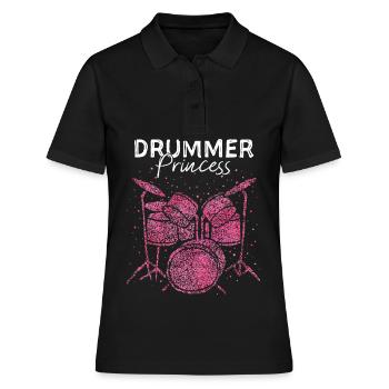 Drummer Princess Schlagzeugerin Drumset - Frauen Polo Shirt - Schwarz - Vorne - Ailine (174cm)