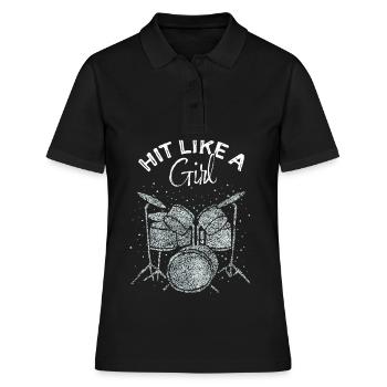 Schlagzeugerin Drumsticks Schlagzeug - Frauen Polo Shirt - Schwarz - Vorne - Ailine (174cm)