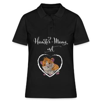 Hamster Mama mit Herz Goldhamster - Frauen Polo Shirt - Schwarz - Vorne - Ailine (174cm)