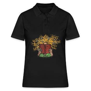 Bücher Literatur Bücherwurm Lesen Roman Buch - Frauen Polo Shirt - Schwarz - Vorne - Ailine (174cm)