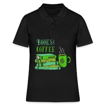 Books Coffee Coffee Lovers Book Library - Women's Polo Shirt - black - Front - Ailine (174cm)