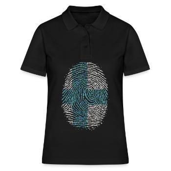 Finland Finnish Finnish Fingerprint Flag - Women's Polo Shirt - black - Front - Ailine (174cm)