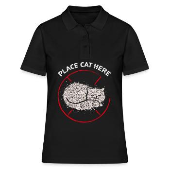 Chat Papa Cheveux de chat Propriétaire de chat Chat Ami - Polo Femme - noir - Devant - Ailine (174cm)