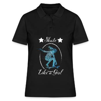 Skateboarderin Skaterin Skateboard Longboard - Frauen Polo Shirt - Schwarz - Vorne - Ailine (174cm)