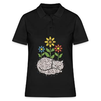 Garten Gartenarbeit Floristik Katzenbesitzer Katze - Frauen Polo Shirt - Schwarz - Vorne - Ailine (174cm)