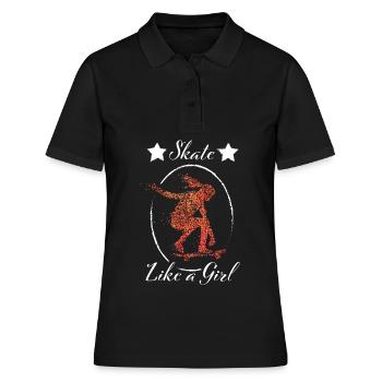 Skate Skaterin Skateboarderin Skatpark Longboard - Frauen Polo Shirt - Schwarz - Vorne - Ailine (174cm)