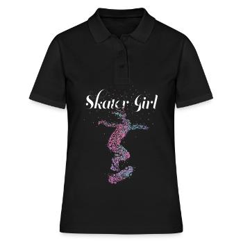 Skater Girl Skateboard Skateboarderin Skaten - Frauen Polo Shirt - Schwarz - Vorne - Ailine (174cm)