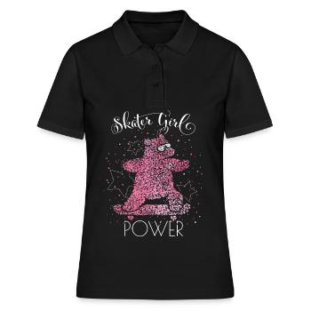 Skateboard Longboard Skateboarderin Skaterin - Frauen Polo Shirt - Schwarz - Vorne - Ailine (174cm)