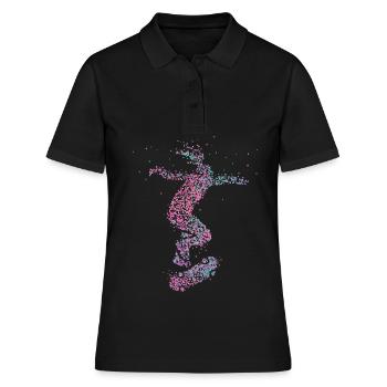 Skateboarderin Skaterin Skills Tricks Skatepark - Frauen Polo Shirt - Schwarz - Vorne - Ailine (174cm)