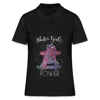 Skater girl power Skateboarder SkaterIn Patinage - Polo Femme - noir - Devant - Ailine (174cm)