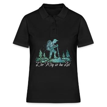 Der Weg ist das Ziel Pilger Pilgern Jacobsweg - Frauen Polo Shirt - Schwarz - Vorne - Ailine (174cm)
