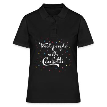 Offrez aux gens des confettis carnavalesque - Polo Femme - noir - Devant - Ailine (174cm)