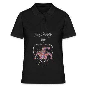 Fasching im Herz Narrenkappe Karneval Fasching - Frauen Polo Shirt - Schwarz - Vorne - Ailine (174cm)