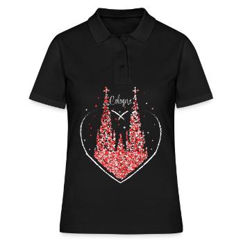 Cathédrale de Cologne Cologne Rouge Blanc Carnaval Costume Remplacement - Polo Femme - noir - Devant - Ailine (174cm)