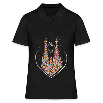 Cathédrale de Cologne Cologne Kölle Colonia Carnaval - Polo Femme - noir - Devant - Ailine (174cm)