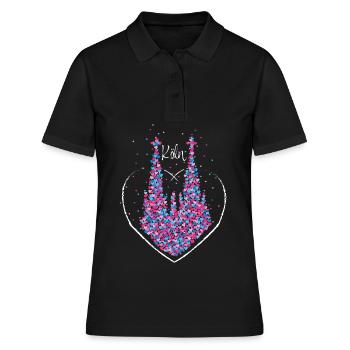 Cathédrale de Cologne Rouge Cologne Cologne Kölle Colonia Carnaval - Polo Femme - noir - Devant - Ailine (174cm)