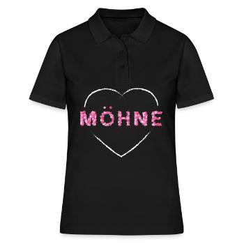 Düsseldorferin Närrin Möhne Düsseldorf Karneval - Frauen Polo Shirt - Schwarz - Vorne - Ailine (174cm)