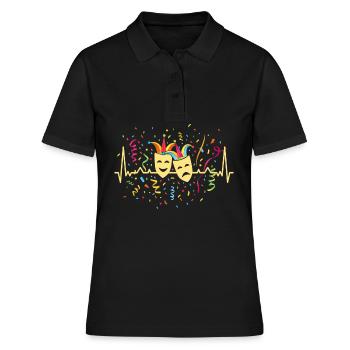 Confettis Heartbeat Masques de carnaval Fasnacht Jeck - Polo Femme - noir - Devant - Ailine (174cm)