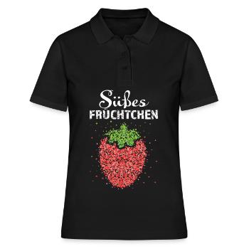 Erdbeere Kostümersatz Karneval Fasching Geschenk - Frauen Polo Shirt - Schwarz - Vorne - Ailine (174cm)