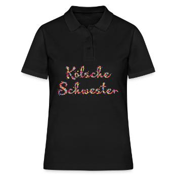 Kölsche Schwester Konfetti Kölsch Karneval - Frauen Polo Shirt - Schwarz - Vorne - Ailine (174cm)