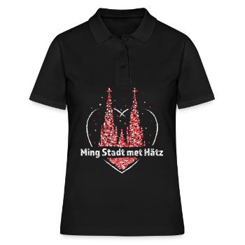 Kölner Karneval Dom Köln Colonia Fasnacht Jeck - Frauen Polo Shirt - Schwarz - Vorne - Ailine (174cm)