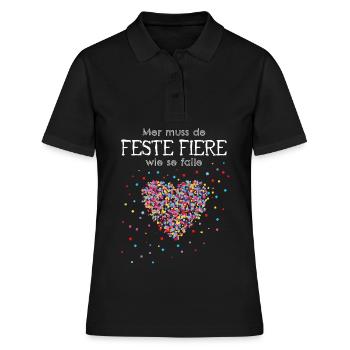 Konfetti Kölsch Karneval Fastelovend 5. Jahreszeit - Frauen Polo Shirt - Schwarz - Vorne - Ailine (174cm)