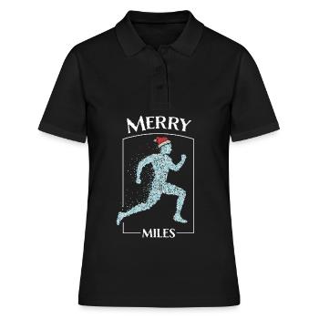 Joggen Jogger Laufen Nikolausmütze Weihnachtszeit - Frauen Polo Shirt - Schwarz - Vorne - Ailine (174cm)