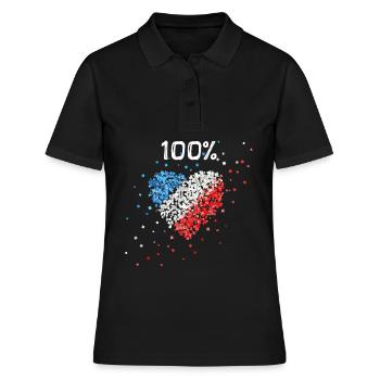 Français drapeau France fan Français - Polo Femme - noir - Devant - Ailine (174cm)