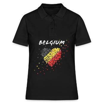 Drapeau belge Belgique Belgique Belge - Polo Femme - noir - Devant - Ailine (174cm)