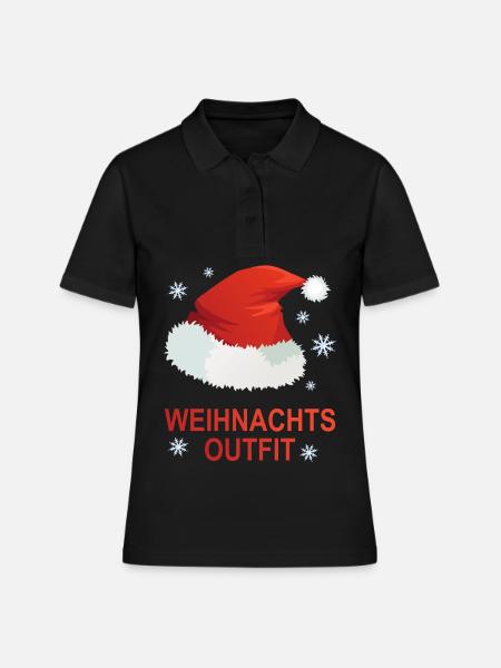 Weihnachts Outfit - Frauen Polo Shirt - Schwarz