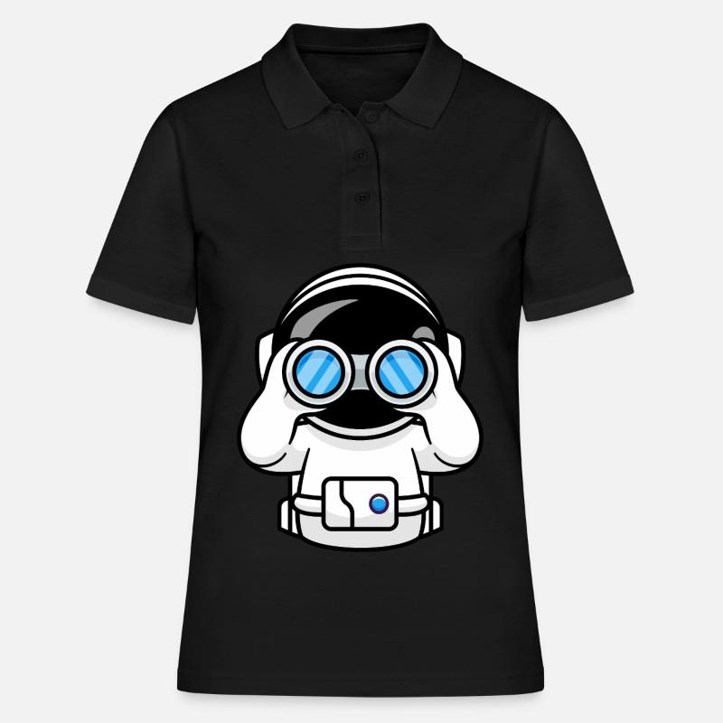 Astronaut mit Fernglas - Frauen Polo Shirt - Schwarz