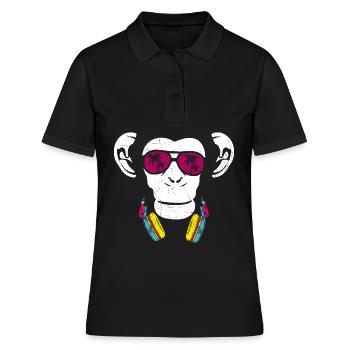 Monkey Cooler Affe DJ Kopfhörer Ausgehen Spaß Part - Frauen Polo Shirt - Schwarz - Vorne - Ailine (174cm)