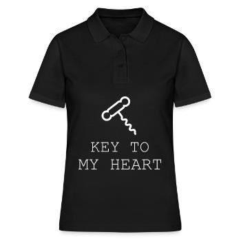 Tire-bouchon boire du vin Key to my heart cadeau - Polo Femme - noir - Devant - Ailine (174cm)