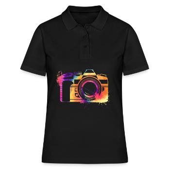 Fotograf Geschenk | Fotografie Kamera Motiv - Frauen Polo Shirt - Schwarz - Vorne - Ailine (174cm)