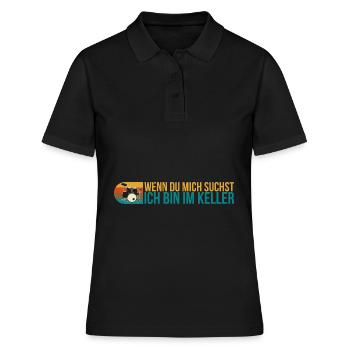 Wenn Du Mich Suchst Ich Bin Im Keller Schlagzeug - Frauen Polo Shirt - Schwarz - Vorne - Ailine (174cm)