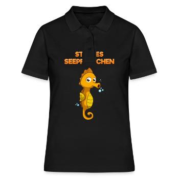 Stolzes Seepferdchen Frühschwimmer Schwimmanfänger - Frauen Polo Shirt - Schwarz - Vorne - Ailine (174cm)