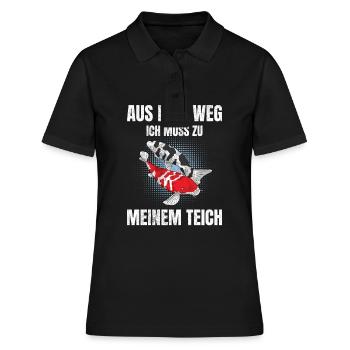 Aus dem Weg ich muss zu meinem Teich Koi Karpfen - Frauen Polo Shirt - Schwarz - Vorne - Ailine (174cm)