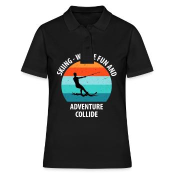 Ski nautique, ski nautique, skieurs nautiques - Polo Femme - noir - Devant - Ailine (174cm)
