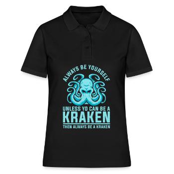 OCTOPUS KRAKEN Octopus rétro calamar cadeau - Polo Femme - noir - Devant - Ailine (174cm)